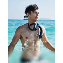 센터스노클 실리콘 수영장 수영 호흡 스노클 스노클링, 옐로우 + HD 평면 렌즈