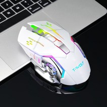 버티컬마우스 레이저 게이밍무선 블루투스 T-WOLF Q13 충전식 무선 마우스 무음 인체 공학적 게임용 마우스 6 키 노트북 컴퓨터 프로 게이머용 RGB 백라이트 DPI 50, 하얀색
