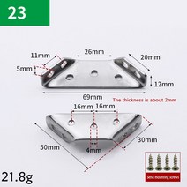 앵글브라켓 10PCS L 스테인레스 스틸 코너 코드 90도 직각 홀더 삼각형 선반 지원 가구 연결 액세서리, 23