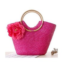 기저귀 가방 ZCMEB 라탄핸들 우븐가방 꽃 레저 휴가 토트 비치백 여성 Color A Size One size, Free Size, d