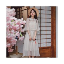 와이케이하우스 고대 스타일 개선 Hanfu 여성 2020 여름 새로운 복고풍 자수 투피스 드레스 실제 샷 5257_70290