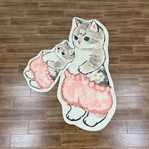 고양이 캐릭터 노슬립 극세사 물흡수 발매트 욕실 화장실 주방 현관 주방, 핑크팬티 냥이