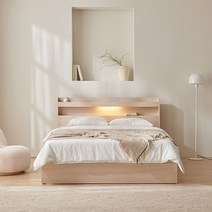 크렌시아 아너스 LED 일반서랍형 슈퍼싱글 침대 SS+본넬 매트리스, 메이플