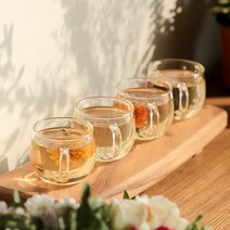 내열유리 손잡이 작은 투명 커피잔 찻잔 컵 머그컵 100ml x 4p 세트, 내열유리잔 100ml x 4p