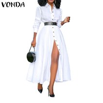 여성 women dress vintage lapel neck 긴 셔츠 원피스 156