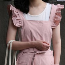 린넨 앞치마 어린이집 서빙 주방 예쁜 식당 카페 백지영 원피스 방수 롱앞치마 공방, C타입/스카이블루