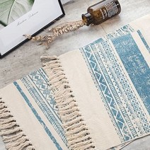 (위즈펌) 블루 코튼 카펫 빈티지 카페트 빈티지카펫 면 소형