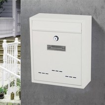 메일박스 레트로 스타일 벽 마운트 사서함 잠글 수 있는 금속 대용량 드롭 박스 포스트 우편함 홈, 04 WHITE