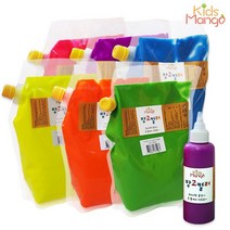 망고컬러 크림물감 리필형 1000ml 형광6색 핑거페인팅물감/망고컬러물감/촉감놀이/오감놀이/유아물감/키즈망고, 망고컬러 리필형 퍼플 1000ml 1통