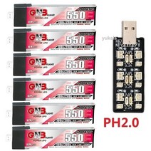 드론 날개 부품 최대 100C GNB 1S HV 3.8v 550mAh 50C 4.35V Lipo 배터리 및 충전기 FPV RC 레이싱 드론용 예비 액세서리 VS 250mah 3., [07] 파란