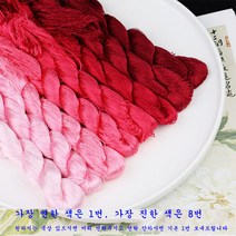 SKANDSALO 자수실 실크 꽃감은 diy수공예제작 재료 부품 전통자수 수선 자수 그러데이션색 견사, T13-연홍1대개