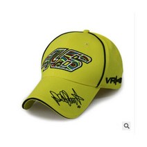 아웃도어 스포츠 야구 모자 칼라 로시 시그니처 VR46 문자 자수 레이싱 캡 MOTO.GP 오토바이 모자, 조절할 수 있는, 노란색