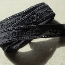 레이스여왕 양면 자수 면레이스 작은 꽃 리본 레이스 폭 1.5cm, 진회색