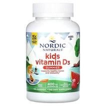Nordic Naturals (노르딕 내추럴스) Nordic Naturals 비타민D3 구미젤리 키즈 와일드 워터멜론 스플래시 400IU 구미젤리 120개, 4개