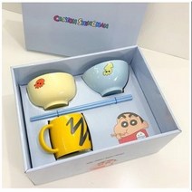 짱구 도자기 수저 국 밥 그릇 식기 세트 머그컵 기념 백마택배 크레용 신짱 굿즈, 도자기 타입