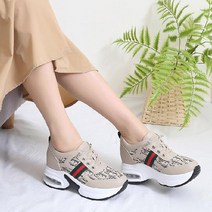 아크라 여성 티에라 쿠션 가죽 키높이 에어 워킹 운동화 스니커즈 슈즈 8cm