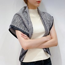 실크필링 90X90 잔무늬 블랙 카키 데일리 숄 스카프 2color