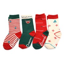오른발왼발 트리산타 4족 아동 크리스마스 산타 선물 양말 세트 유아 어린이 남아 여아