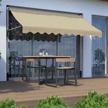 차양막 매장 주택 고정 천 처마 캐노피 방수, 2m x 1.2m+화이트 브래킷+베이지