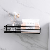 일자선반 욕실선반장 철제 틈새선반 무타공 세면대 선반, 블랙, 블랙, 1개