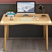 커브형 느티나무 컴퓨터 책상 원룸 심플 탁자(100cm 우드), 단품