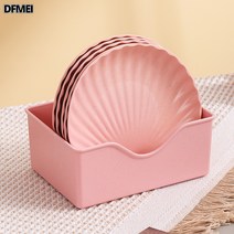 DFMEI 캐릭터 토골접시 세트 받침대 포함 과일접시, 핑크 5개+베이스