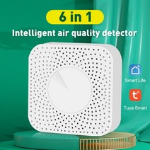 루버창 Tuya WiFi 지능형 공기 가정부 6-in-1 대기 질 모니터 PM2.5/포름 알데히드/TVOC/CO2/온도/습도 감, 한개옵션0