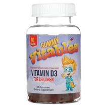 Vitables 어린이용 구미 비타민 D3 채식 구미 60개 젤라틴 프리 딸기 베지테리언 구미 60개