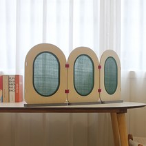 다빈 린넨 자작나무 미니 3단 책상 파티션 (900) 인테리어 칸막이 다용도 가림막, 그린