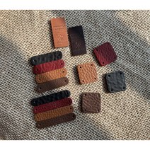 가죽 부자재 라벨, 사각/슈렁큰 가죽라벨 1개, 레드