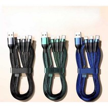 6A 초고속 충전 데이터 케이블 Huawei Apple vivo Xiaomi OP 및 Android에 적합한 3-in-1 플래시 충전 케이블, 블루 - 1.8m (고속충전)