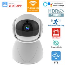 영어 매뉴얼 2.4G 5G 와이파이 베이비 모니터 1080P 무선 보호 자동 추적 클라우드 Alexa Google Yiot 클라우드 보안 CCTV 카메라 모니터링, 128G 카메라, 금 플러그