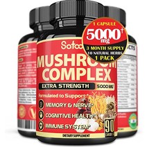 10in1 Mushroom Complex Capsules 5000 mg - with Lions Mane Cordyceps Reishi Chaga Maitake Shiitake Enoki Agaricus Others - Memory Immune Support - 90 C