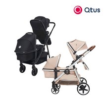 큐터스 SSG~93큐터스 듀엣프로 듀오 쌍둥이 유모차 캐리콧구성 4종 사은품 증정, 메인+캐리콧/블랙