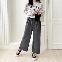 마롱패션 와이드 밴딩 팬츠 면 바지 블랙 벽돌