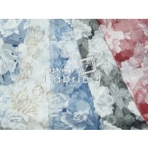 패브릭제이 인견 혼방 착색 락카 프린트 번아웃 노방원단 플라워 5종 FJ-045, 네이비（Navy）