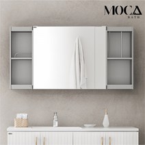 모카바스 모던 슬라이드 욕실 수납장 전면 거울 슬라이딩 욕실장 화장실 장난감 수건 욕실 용품 정리 수납 가구 전국 출장 설치, 실버, 모던 슬라이드 H600, 1200X600X175