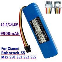 샤오미 치후360 단후이 아이로봇 호환용 Brand New 148 V6800 mAh Xiaomi RoboRock S5 Max Vacuum Cleaner, 03 1pcs 9900mAh
