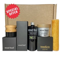 우드푸드 콤플릿 케어 세트 - 우드푸드 풀 패키지 원목 가구 케어, 히노키, 히노키, 어플리케이터+대나무섬유천2장