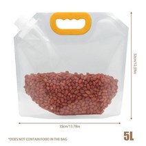 쌀 밀봉 백 곡물 포장 백 방습 방충 두꺼운 휴대용 투명 식품 등급 보관 백 10 개, 10pcs 5L