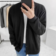 엘옴므 [기획]빅사이즈 브이넥 니트 무지 가디건(4color)