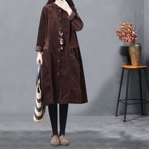 WAWAMOM(특허브랜드) 여성 헨리넥 골덴 롱 원피스 여자 골지 차이나넥 코듀로이 셔츠형 원피스 BSV36