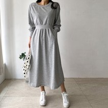 네모엔룩 여성용 시보리밴딩 라운드넥 맨투맨 원피스