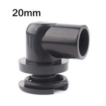 물고기 탱크 커넥터 1 개 PVC 20mm 25mm 수족관 팔꿈치 스트레이트 조인트 물 탱크 배수 수족관 물 주입구, 05 20mm Elbow(Black)