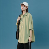 쿨 반소매 화이트블라우스 여성 여름 얇은 디자인감각 보이핏 볼륨 쉬폰 에어매쉬 상의 와이드 루즈핏 반팔 4035825358