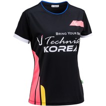 테크니스트 국제경기용 여성 배드민턴 티셔츠 블랙 WTT-K29821 BK 김사랑 탁구 볼링 운동복