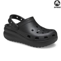 크록스 키즈 주니어 여성 샌들 클래식 큐티 클로그 207708-001 플랫폼 키높이 블랙