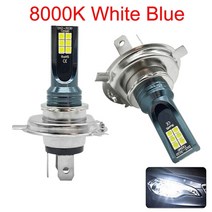 자동차 안개등 전조등 2pcs h4 h7 h11 h8 h9 h16jp h1 h3 led 헤드 램프 6500k 12v 24v led 헤드 라이트, 8000k 흰색 파란색