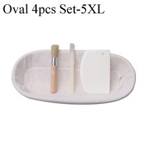 반느통 바네통 깜빠뉴 발효바구니 meibum oval banneton 4pcs set 빵 발효 등나무 바구니 brotform proving 반죽 나이프 스크레이퍼 린넨 라이너, 타원형 4 개 세트-5xl