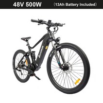 산악 MTB용 PAS 전기 전동 자전거 27.5 29인치 삼성배터리, 해외, 27.5inch (165-185cm), 500W 블랙